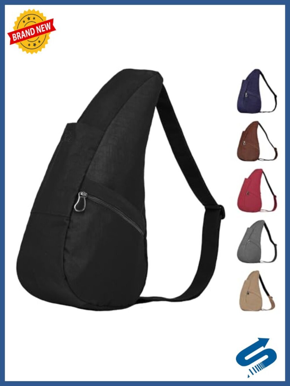 17" Nylon Ergonomic Crossbody Sling Healthy Back Bag for Travel